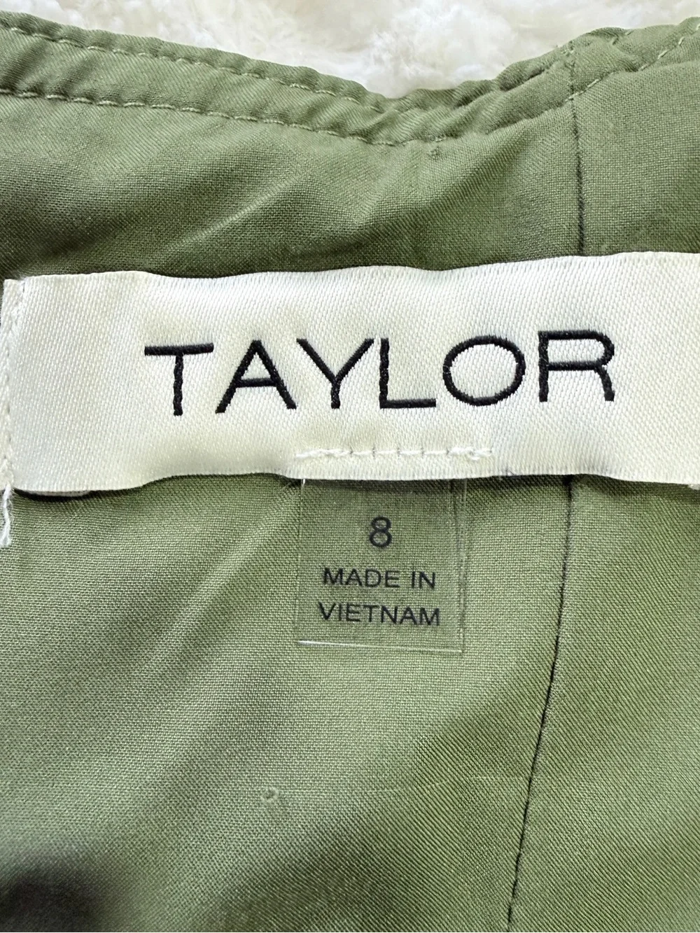 Taylor Olive Green Linen Midi Dress Belted Size 8 Coastal Resort Minimalist - Picture 11 of 14